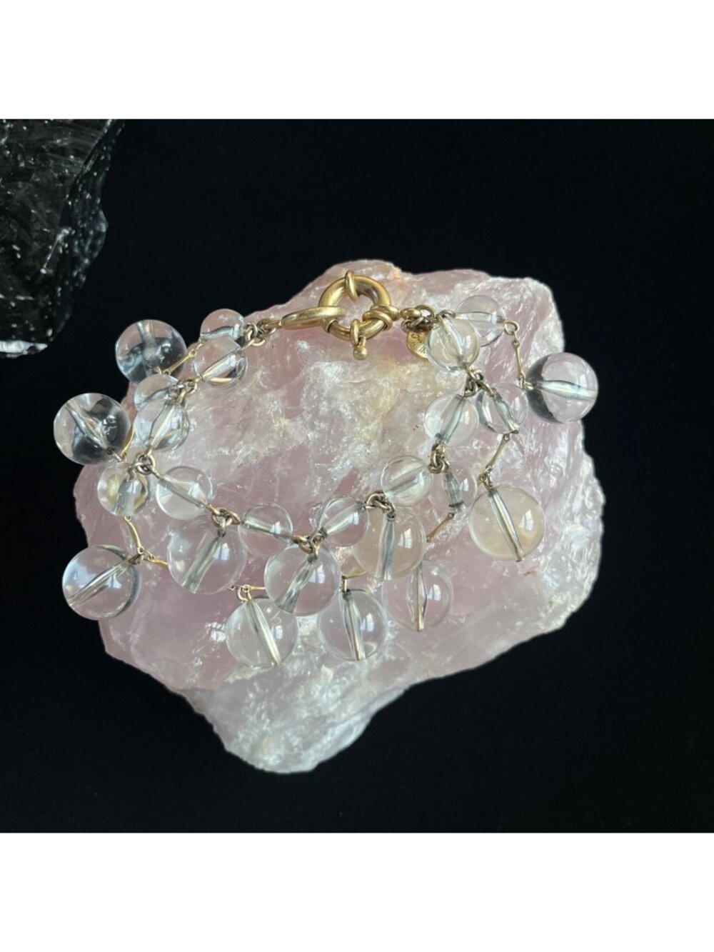 Vintage J.CREW Clear Lucite Bubble Charm Cluster Bracelet Chunky Gold Tone Y2K - Picture 6 of 7